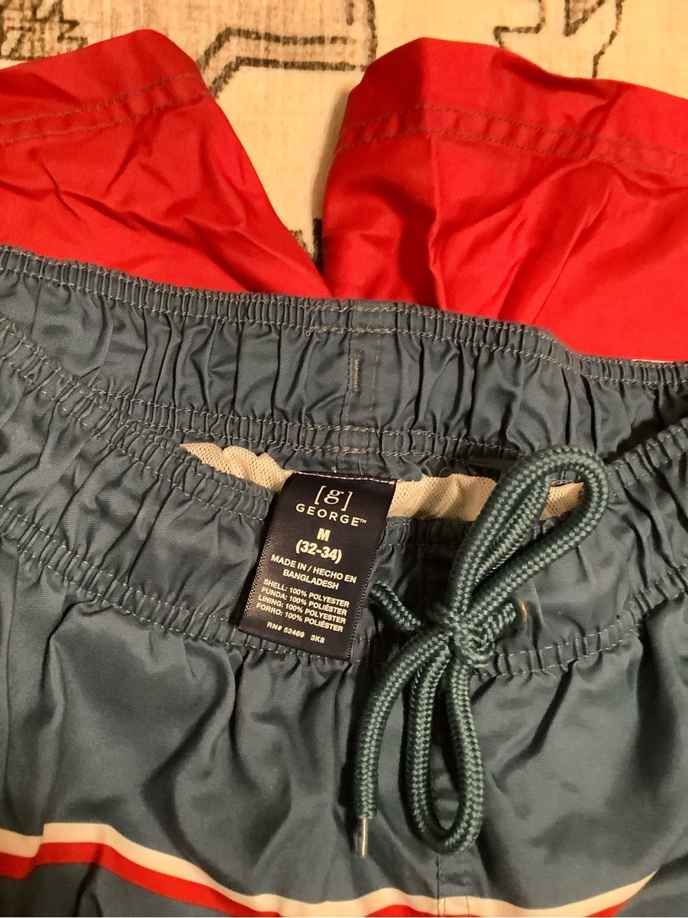 George Men's Navy, Red & White Striped Swim Trunks - Picture 3 of 3